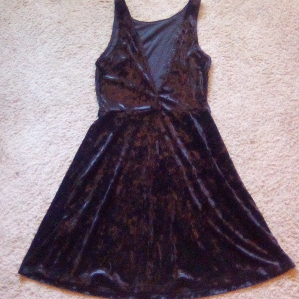 Velvet Women Regular Sleeveless Crewneck Boho Dance Party Dress Size S